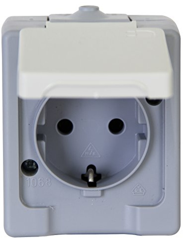Steckdose 1-fach AP-FR Aufputz-Feuchtraum IP44 grau
