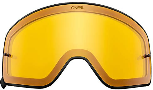 O'NEAL | Motocross-Brillen-Ersatzteile | Motorrad Enduro | Magnet-Linse aus Polycarbonat, Hochwertige und schlagfeste Linse mit 100% UV Schutz | B 50 Goggle Schwarz Spare Leans Yellow | Gelb