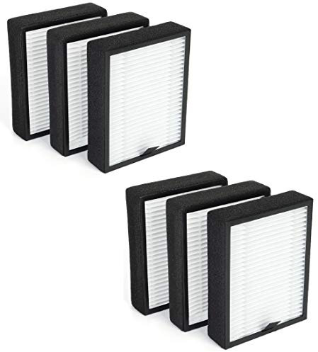 Flintar PM1220 True HEPA Ersatzfilter, kompatibel mit KOIOS und Mooka True HEPA Desktop Air Purifier PM1220, erfasst 99,97% der Luftallergene bis 0,3 Mikrometer 6-Pack
