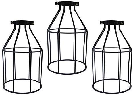 FSLIVING 3-Pack Metal Bulb Guard Lamp Cage, for Pendant Light, Lamp Holder, Ceiling Fan Light Bulb Vintage Open Style Industrial Grade Adjustable Lamp Cage(Cage Only)