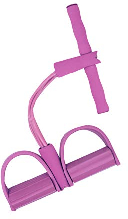 Bauchtrainer Multifunktions-Krafttraining, 4 Tubes Pedal Resistance Band, Expander Elastisches Sit-up Pull Rope Bodybuilding Pedalwiderstandsband für Yoga Arm Bein Dehnen Abnehmen Training (Pink)