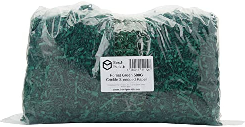 Box.it.pack.it Shredded Crinkle ZigZag Kraft Paper, Forest Green, 500g