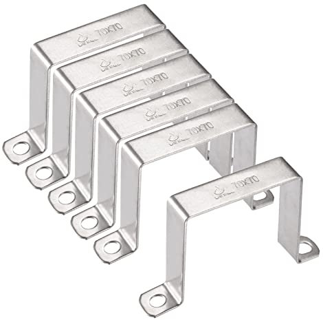 sourcing map Lot de 6 équerres de connexion en forme de U en acier inoxydable 304 68 x 72 mm pour porte fermée