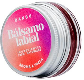 BANBU Bálsamo labial Hidratante Aroma fresa con color 100% Natural Vegano Fabricado en España