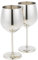 Homiu Stainless Steel Wine Glass 520ml Pack of 2 Rose Gold Silver Gold Glasses Gift Set Shatterproof Goblet (Silver)
