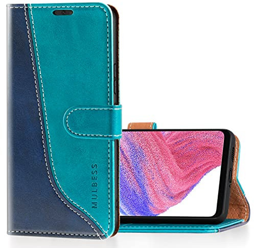 Mulbess Coque pour Samsung Galaxy A53 5G, Etui a Rabat, Housse en Cuir, Pochette de Protection Portefeuille, Élégant Bleu Mint