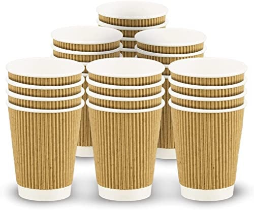 Aspect 100cups 8oz (240ml) Double Wall Insulated Paper Disposable Coffee and Tea Cups | Takeaway Coffee Cups Without Sip Lids for Hot & Cold Beverages | Paper Cups for Party, Café, Office