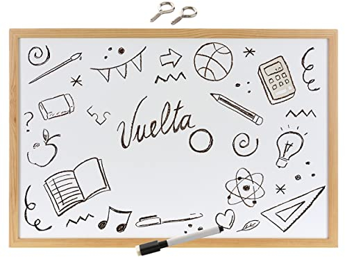 30x40cm Whiteboard mit Holzrahmen, Kreidetafel Löschbar, Weiß Tafel mit Schwarzer Marker