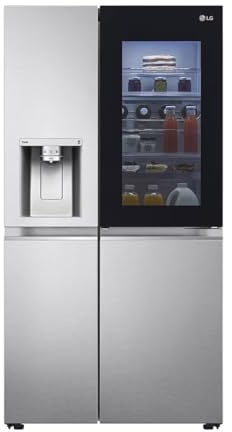 LG GSXV90BSDE, Klasse E, 635 L, Side by Side Kühlschrank, InstaView, Total NoFrost, DoorCooling+, LINEARCooling, UV Nano Technologie, 91,3 x 73,5 x 179 cm ꟷ Brushed Steel Silver