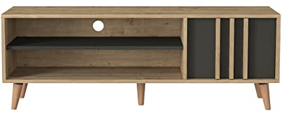 moebel17 8690 Malmo TV Lowboard Wohnwand Schrankwand Mediawand, Saphir Anthrazit, Holz, mit Tür viel Stauraum, für Wohnzimmer, Designerstück,140 x 50 x 40 cm