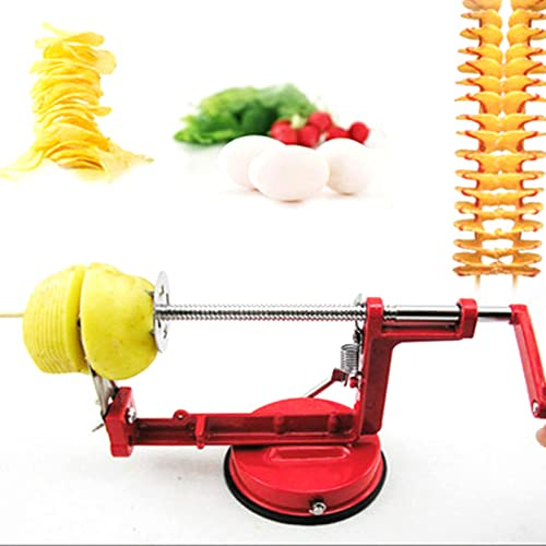 Jeanoko Cortadora de Patatas, Cortador en Espiral de Patatas, Espiralizador, Manual Multifuncional, Hoja Giratoria de Acero Inoxidable, Pelador de Patatas en Espiral Retorcido