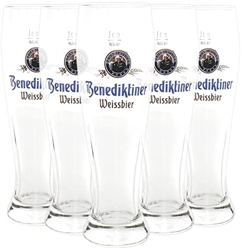 QMBasic BIERGLAS SET | 2x GLÄSER 0,3L für BENEDIKTINER WEISSBIER | Weizenbier Bayern Gold