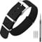 ANNEFIT Cinturino per Orologio in Nylon 20mm per Uomo e Donna con Fibbia Argenta in Acciaio Inossidabile (Nero)