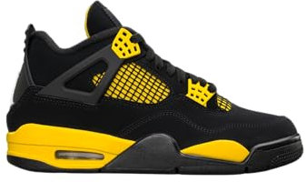 Jordan Air Jordan 4 Retro (Grande Bambino), Nero/Bianco-Tour Giallo, 5.5 Big Kid