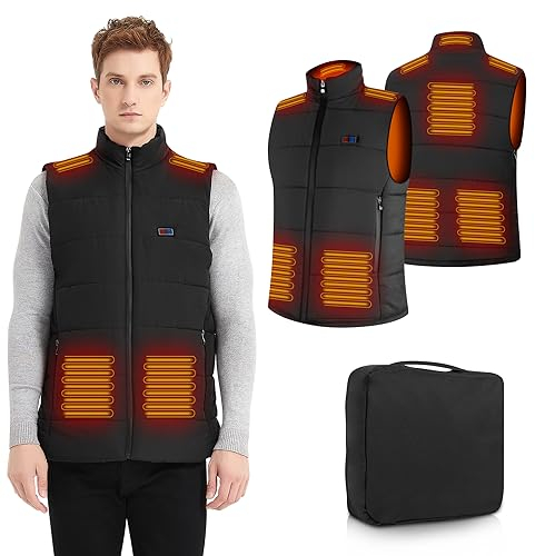 Glifetoy Veste Chauffante, Gilet Chauffant Avec 8 zones de chauffe, Veste Chauffante Homme Femme Avec Double Interrupteur, 5V Veste coupe-vent Doudoune Chauffante(Sans Batterie)-L