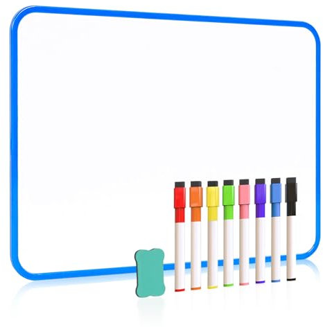 QUEENLINK Double Sided Magnetic Whiteboard, Dry Erase White Board, 21X30cm Small Lap Boards Kit Portable Mini Classroom Whiteboard for Students and Children