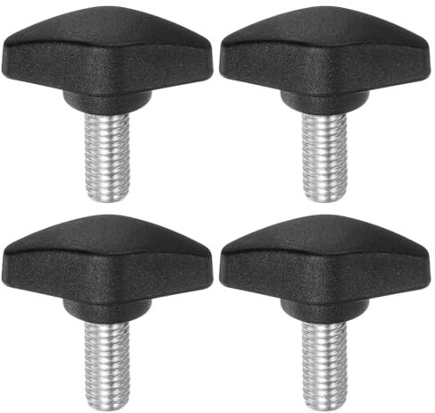 QUARKZMAN 4 Pcs Pomos en Forma de T con Tornillos de Pulgar M8 X 16 mm, Rosca Macho Estándar, Pomos de Sujeción de Plástico, Mangos de Pomo de Sujeción de Mano, Negro