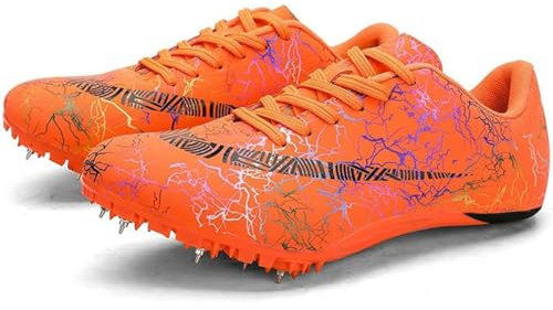 khUkHU Hombres Mujeres Zapatillas de Clavos Atletismo con 8 Clavos Unisex Transpirable y Ligero Spikes Atletismo para Pista Antideslizantes,Atletismo para Velocidad Sprint,001,37EU