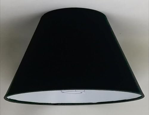 35 cm Lampenschirm, Kegel, Baumwollstoff mit weißer PVC-Rückseite, handgefertigtes Produkt, für Tischlampe, Stehlampe (Schwarz)