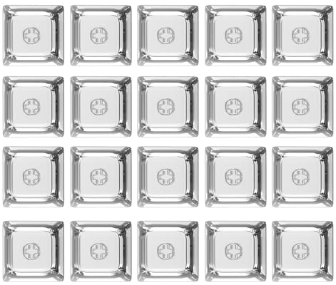 DAERBALA Crystal Keycaps - Teclas retroiluminadas de 1U con capa transparente Cherry MX compatibles con teclados mecánicos, juego completo de 20 teclas transparentes