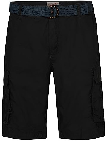 Petrol Industries Herren Cargo Shorts mit Gürtel - Herrenshorts - Kurze Hosen Baumwolle - Cargohose - Schwarz - L