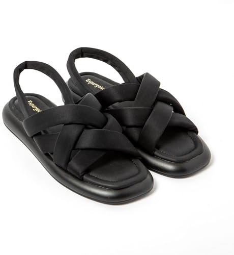 Espargatas Sandales Femme Antidérapantes Confortables Chaussures de Plage/Piscine/urbaines Noir 38 EU