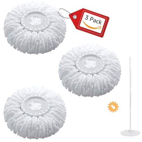BonusLife 3-Pack Circular Spin Mop Head Refill Replacement