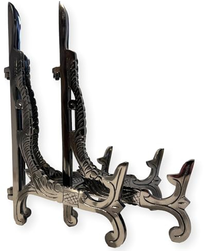 Thorness Pair of Large 10 inch Metal Easel Antique Nickel Finish | Plate holder | Display stand | Metal Frame Holders for Photo Pictures Decorative Plate Dish | 25cm (H) x 15cm (Deep)