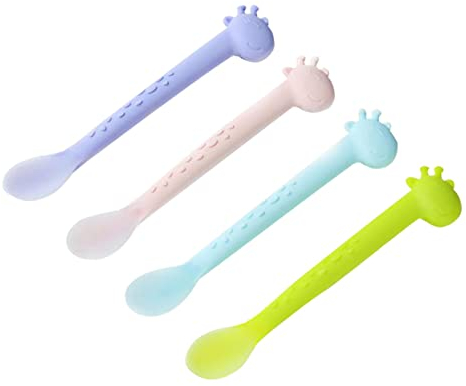 Abaodam 12 Piezas Cuchara suave de silicona para bebé vajilla bebe vajilla para bebe cucharas de silicona bebe cubiertos para niños cubiertos infantiles cucharas de alimentación productos