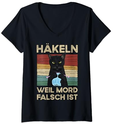Damen Häkeln Weil Mord Falsch ist T-Shirt mit V-Ausschnitt