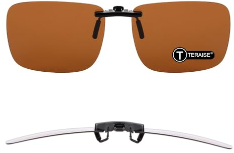 TERAISE Polarisierte Sonnenbrille Clip über Brillen Blendschutz UV400 clip on sonnenbrille für Männer Frauen Fahren (Braun)