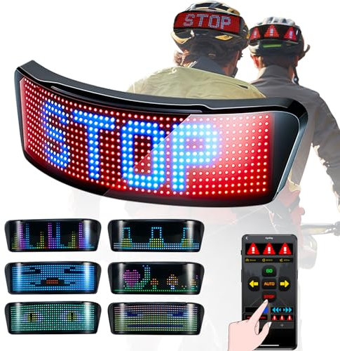 PChero LED Schild Personalisiert für Helm, Customizable LED Display Laufschrift Anzeige Programmierbar Namensschild Personalisiert Fahrradhelm Licht für Motorradhelm Skihelm Schutzhelm