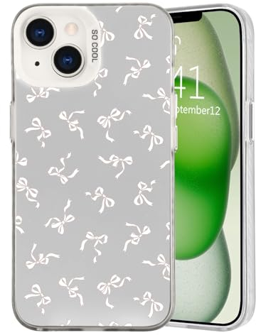 JOYLAND Aesthetic Bow Phone Case Compatible with iPhone 14, Lovely Girly Ribbon Bow Design Stylish Matte Laser Cover, Soft TPU Bumper Shockproof Protective Shell, 6.1 Inch