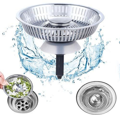 1 Pieza Tapón de Fregadero Filtro de Cocina, Colador de Fregadero de Cocina, 3 en 1 Tapón de Desagüe, Universal Pop-Up Fregadero de Cocina, Tapón Fregadero Cocina, para Fregadero de Cocina (76-85mm).