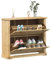 Gecheer Schuhschrank 2 Klappen, Schuhkipper, Schuhregal, Schuhaufbewahrung, Corona 99x32x85 cm Massivholz Kiefer