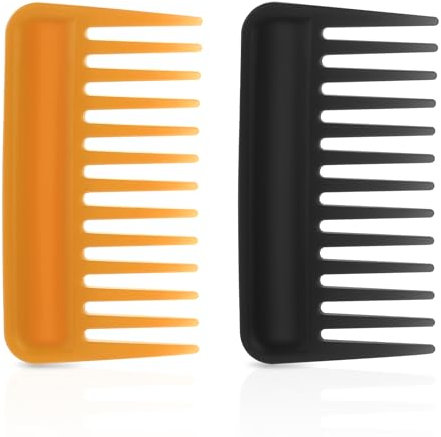 2 Stück Strähnenkamm, Lockenkamm Frauen Grobe Zahnung Haarkämme Breit Antistatischer Kamm Breiter Kamms Locken Afro Breiten Zähnen Styling Kamms GroberKamm für Locken Glattes Dickes Dünnes Haa