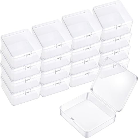 25 Stück Aufbewahrungsbox mit Deckel Klein 6.5x6.5x2CM Plastikbox Transparent Kunststoff Leere Mini Aufbewahrungsbox für Kleine Perlen Schmuck Kleine Gegenstände Bastelzubehör