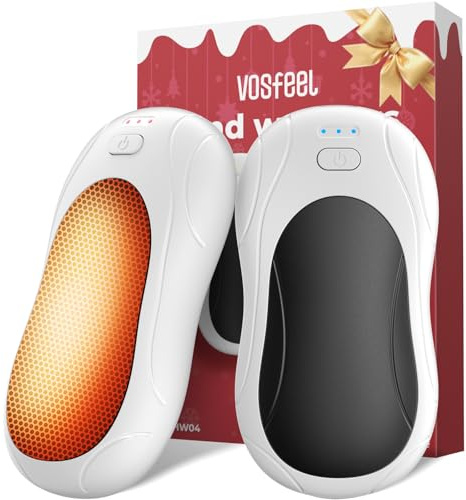 VOSFEEL Handwärmer Elektrisch 2er-Pack, Magnetische 6000mAh Handwärmer | 3 Einstellbaren Schnelles Aufheizen, USB Wiederaufladbar Tragbare Taschenwärmer Für Outdoor Camping Pendeln Büro