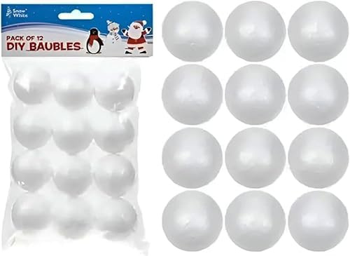 Weihnachtskugeln Dekorationen Polyfoam Polystyrol Weiß DIY Schneekugeln 3,6 cm – 12 Stück