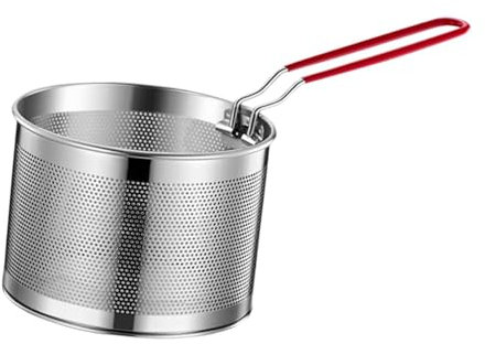 LOVIVER Panier à friteuse, panier à friture de cuisine, rond multifonction avec poignée pour friture profonde pour pâtes, ailes de poulet, rondelles d'oignon, 16cm