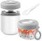 Acasimo Tazza per cereali in acciaio inox, 2 in 1, con cucchiaio, 530 ml + 330 ml, portatile, a prova di perdite, adatto per congelatore, lavastoviglie, adulti (bianco)