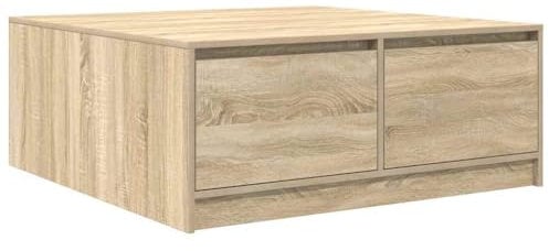 vidaXL Table Basse avec tiroirs chêne Sonoma 100x100x40 cm, Table Centrale, Table de canapé, Table d'accent, Table d'appoint, Table de Salon