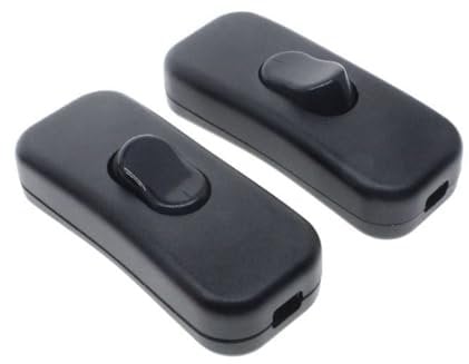 2 Pezzi Interruttore a filo,unipolare,250 V,2 A,Interruttore Torpedo,Interruttore in Linea Bipolare,Interruttore a Cavo in Linea,per 2 Linea Lampade da Scrivania,Lampade da Comodino,Nero