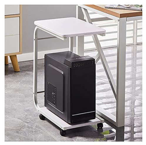 Mobile di Organizzazione Supporto for stampante con ruote girevoli Carrello porta CPU a 2 livelli Supporto for stampante Tavolo mobile for PC portatile for ufficio domestico per Ufficio(Bianco)