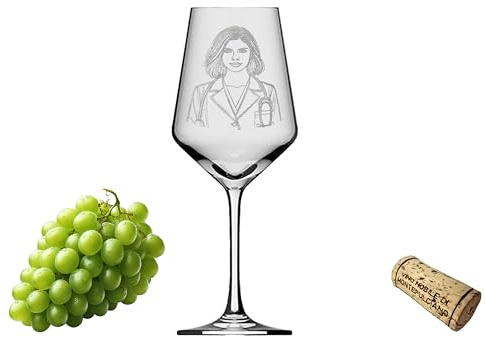 eXODA Weinglas Die Ärztin graviert spülmaschinenfest für Weinliebhaber | Füllmenge 350 ml, spülmaschinenfest, Lasergravur Die Ärztin, modernes Design, Höhe 21 cm, Durchmesser 8 cm