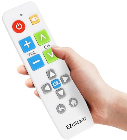 EZclicker Mando TV Samsung | Mando Universal con Botones Grandes, fácil de Usar, Solo Compatible con televisores Samsung (2 Pilas AAA no Incluidas) (Blanco)