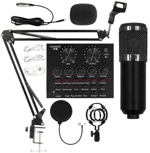 Genérico Kit de studio d'enregistrement, ensemble de microphone à condensateur professionnel | Kit de microphone de transmission avec support de microphone, kit de transmission facile à utiliser