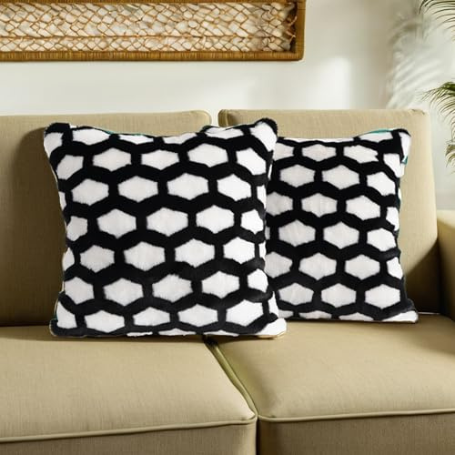 inchgrass Housses de Coussin Fourrure 45x45 cm - Lot de 2 Housses de Coussin de Canapé & Lit Luxe et Ultra Douces, Housses Décoratives pour Salon A38