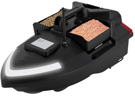 HauTour 500M Futterboot Bausatz, RC Futterboot Köderboot Baitboat 2kg Fischköder Doppelmotoren Nachtangeln GPS Postion Auto Cruise Für Flüssen, Seen Oder Flachem Wasser