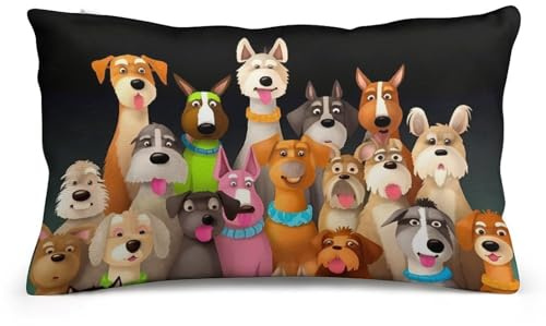 QSMGHKD Rechteckige Kissenbezüge mit Hundemotiv, superweich, für Couch, Bett, Schlafzimmer, Wohnzimmer, Heimdekoration, 20 x 30 cm